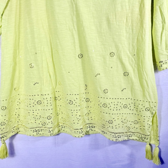 Soft Surrounding Green Tunic Size XL With Sequin and Tassel Details Boho Coastal - Picture 2 of 12